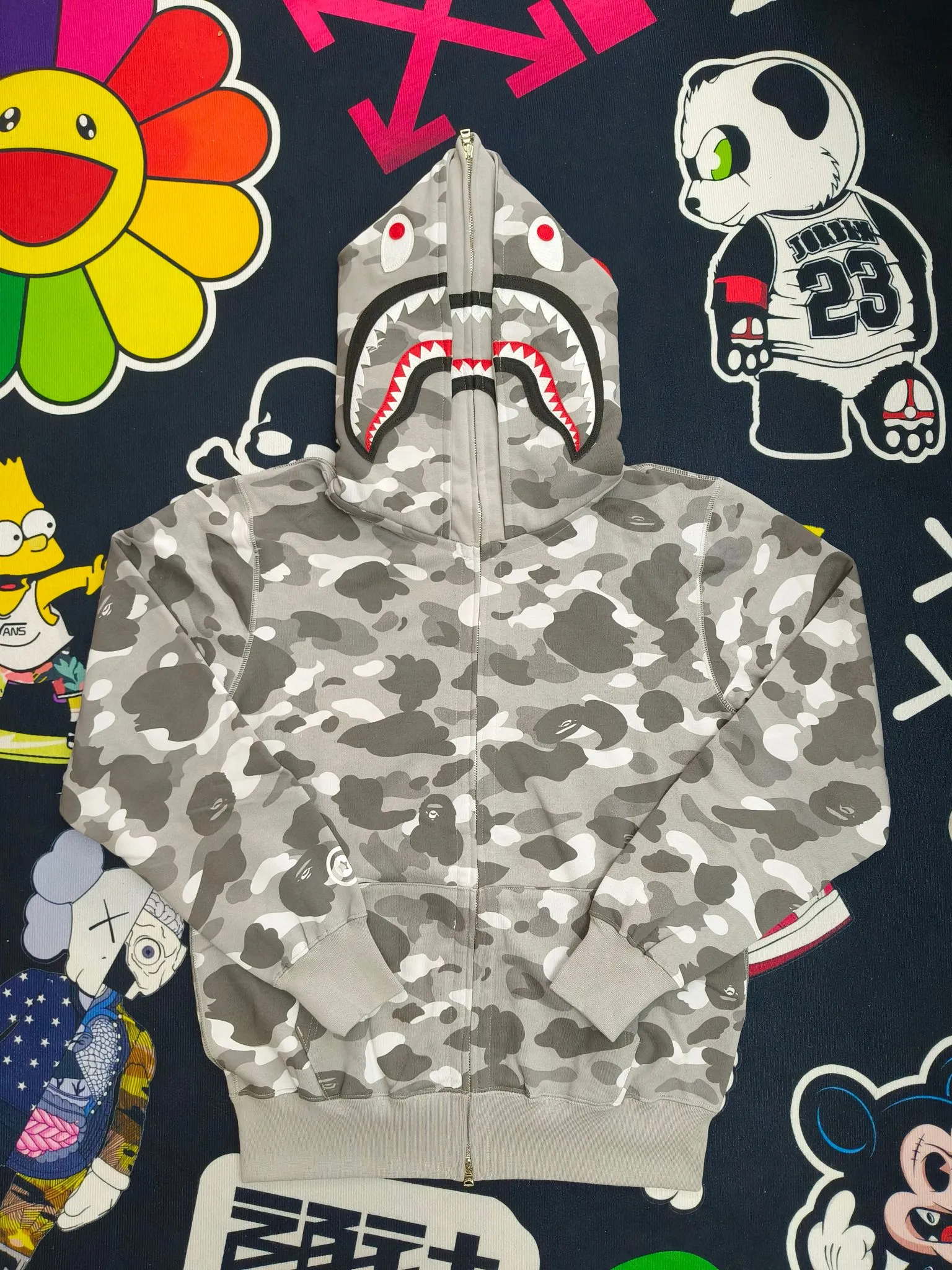 XX 231 BAPE WGM letter patch camouflage pattern double hooded zipper sweatshirt 1200 grams of pure cotton custom fabric 1:1 heavyweight couple model: S-XXL [camouflage gray, camouflage green]